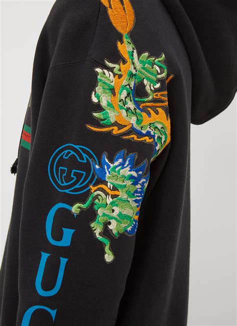 gucci logo sweatshirt with dragon black